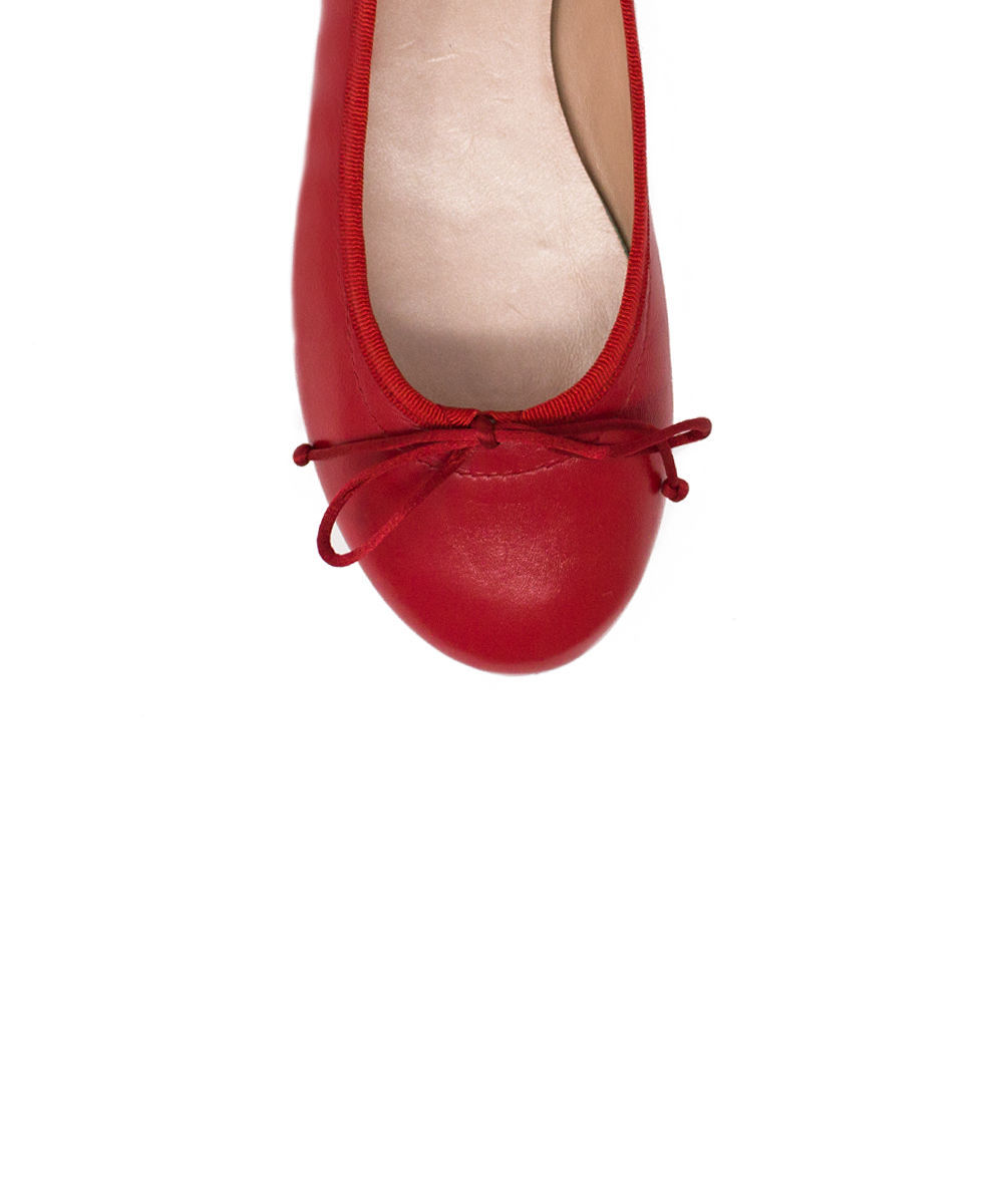 red pointed ballet flats