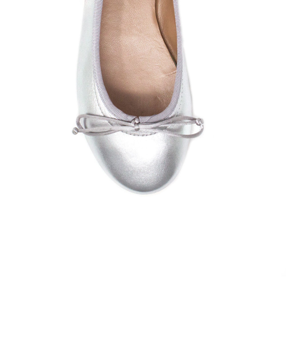 me too silver ballet flats